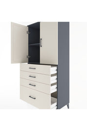 Hyperion Dolap 2 Raflı 4 Çekmeceli 2 Kapaklı 88x44x182 Antrasit-Aytaşı