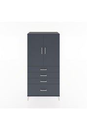 Hyperion Dolap 2 Raflı 4 Çekmeceli 2 Kapaklı 88x44x182 Antrasit-Antrasit