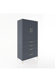 Hyperion Dolap 2 Raflı 4 Çekmeceli 2 Kapaklı 88x44x182 Antrasit-Antrasit