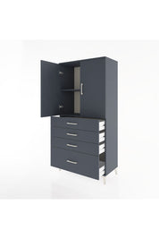 Hyperion Dolap 2 Raflı 4 Çekmeceli 2 Kapaklı 88x44x182 Antrasit-Antrasit