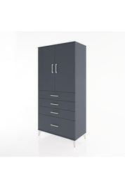 Hyperion Dolap 2 Raflı 4 Çekmeceli 2 Kapaklı 88x44x182 Antrasit-Antrasit