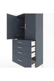 Hyperion Dolap 2 Raflı 4 Çekmeceli 2 Kapaklı 88x44x182 Antrasit-Antrasit