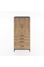 Hyperion Dolap 2 Raflı 4 Çekmeceli 2 Kapaklı 88x44x182 Antrasit-Çam