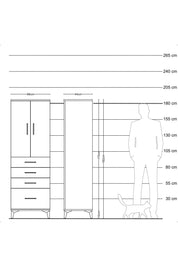 Hyperion Dolap 2 Raflı 4 Çekmeceli 2 Kapaklı 88x44x182 Antrasit-Çam