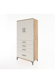 Hyperion Dolap 2 Raflı 4 Çekmeceli 2 Kapaklı 88x44x182 Çam-Aytaşı