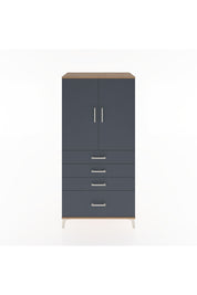 Hyperion Dolap 2 Raflı 4 Çekmeceli 2 Kapaklı 88x44x182 Çam-Antrasit