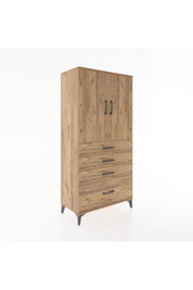 Hyperion Dolap 2 Raflı 4 Çekmeceli 2 Kapaklı 88x44x182 Çam-Çam