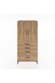 Hyperion Dolap 2 Raflı 4 Çekmeceli 2 Kapaklı 88x44x182 Çam-Çam