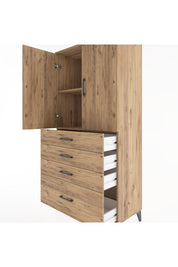 Hyperion Dolap 2 Raflı 4 Çekmeceli 2 Kapaklı 88x44x182 Çam-Çam