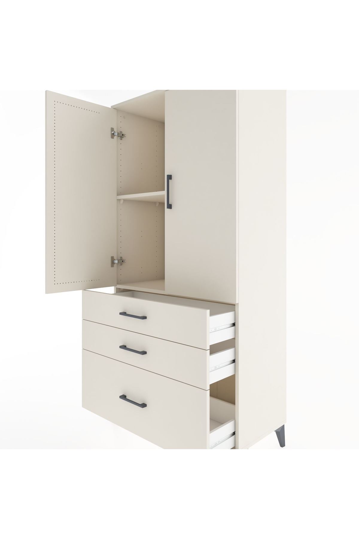 Hyperion Dolap 2 Raflı 3 Çekmeceli 2 Kapaklı 88x44x182 Aytaşı-Aytaşı