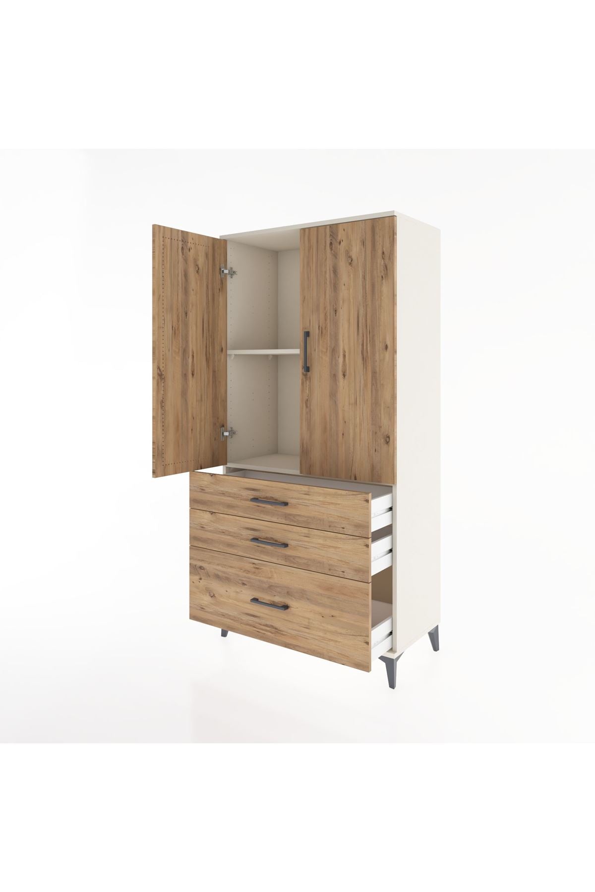 Hyperion Dolap 2 Raflı 3 Çekmeceli 2 Kapaklı 88x44x182 Aytaşı-Çam