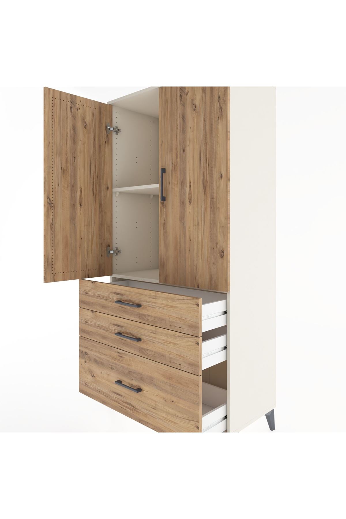 Hyperion Dolap 2 Raflı 3 Çekmeceli 2 Kapaklı 88x44x182 Aytaşı-Çam