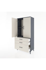 Hyperion Dolap 2 Raflı 3 Çekmeceli 2 Kapaklı 88x44x182 Antrasit-Aytaşı
