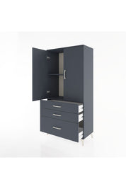 Hyperion Dolap 2 Raflı 3 Çekmeceli 2 Kapaklı 88x44x182 Antrasit-Antrasit