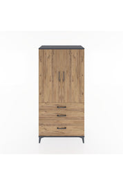 Hyperion Dolap 2 Raflı 3 Çekmeceli 2 Kapaklı 88x44x182 Antrasit-Çam