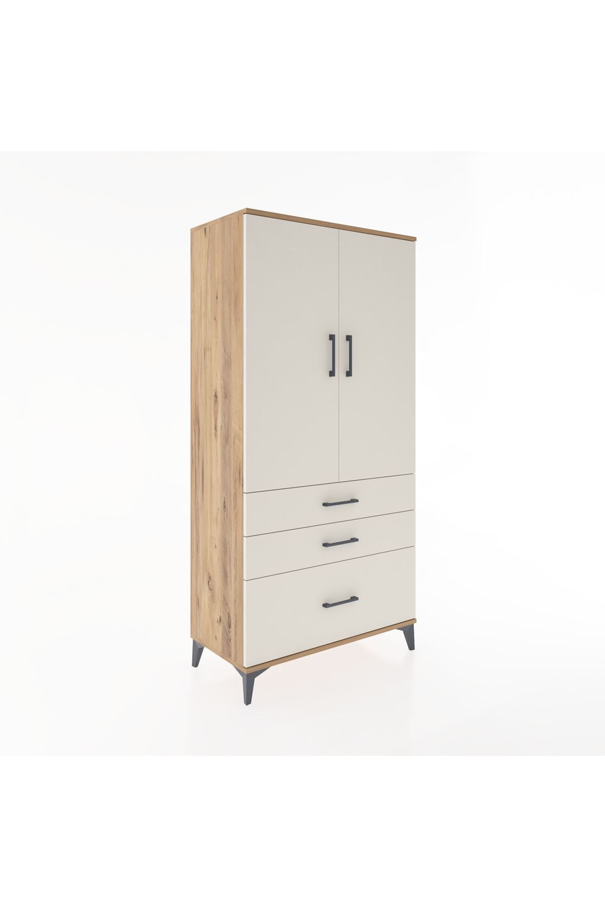 Hyperion Dolap 2 Raflı 3 Çekmeceli 2 Kapaklı 88x44x182 Çam-Aytaşı