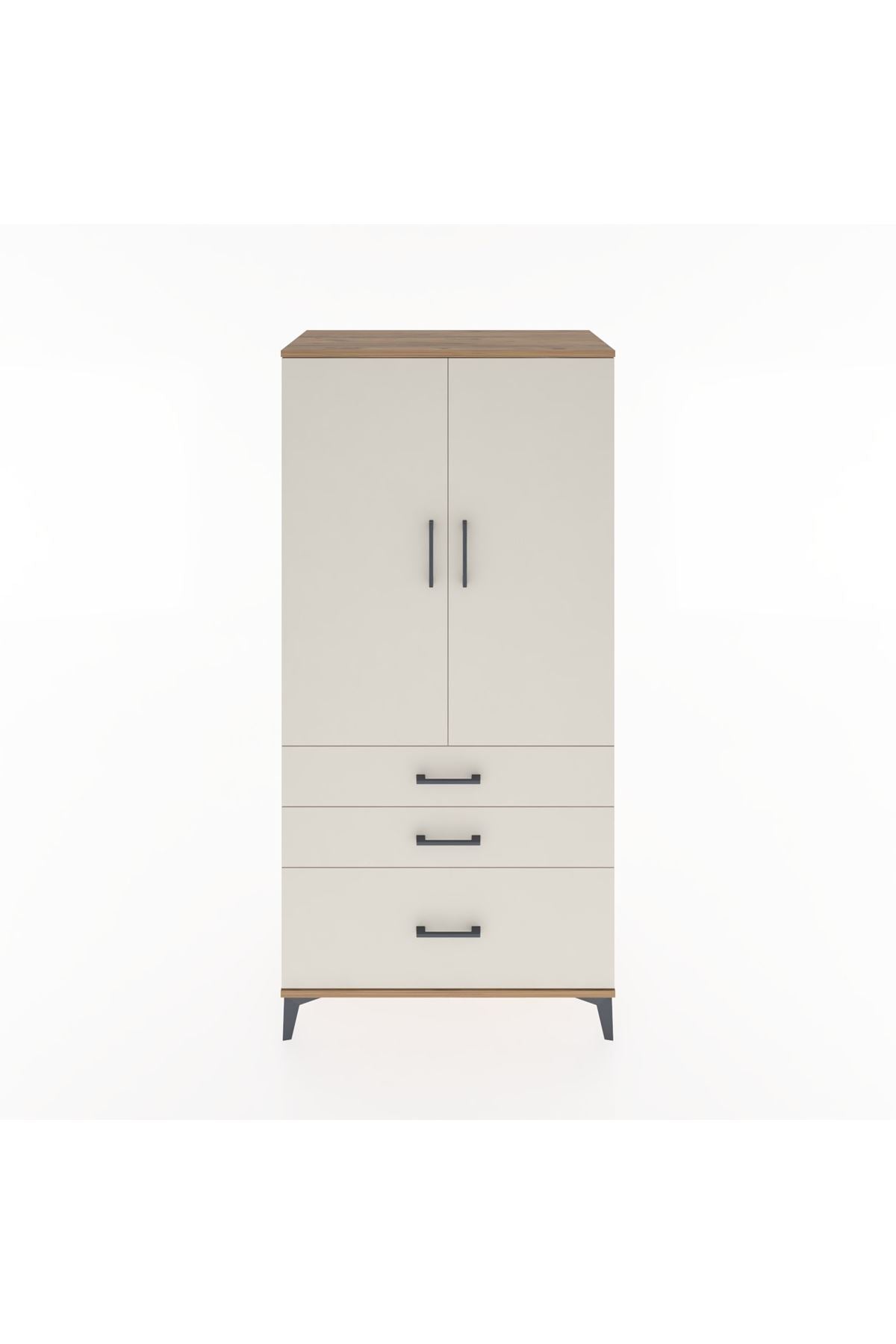 Hyperion Dolap 2 Raflı 3 Çekmeceli 2 Kapaklı 88x44x182 Çam-Aytaşı