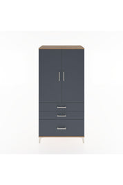 Hyperion Dolap 2 Raflı 3 Çekmeceli 2 Kapaklı 88x44x182 Çam-Antrasit