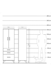 Hyperion Dolap 2 Raflı 3 Çekmeceli 2 Kapaklı 88x44x182 Çam-Antrasit