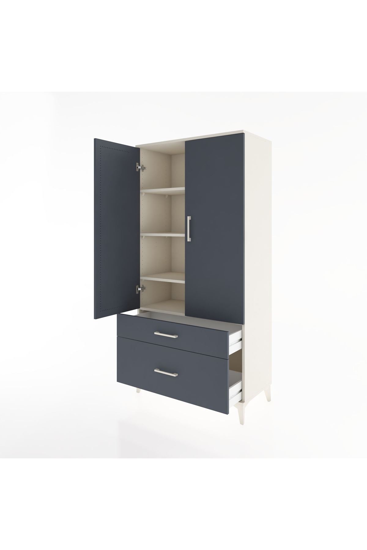 Hyperion Dolap 4 Raflı 2 Çekmeceli 2 Kapaklı 88x44x182 - S57M015V2B