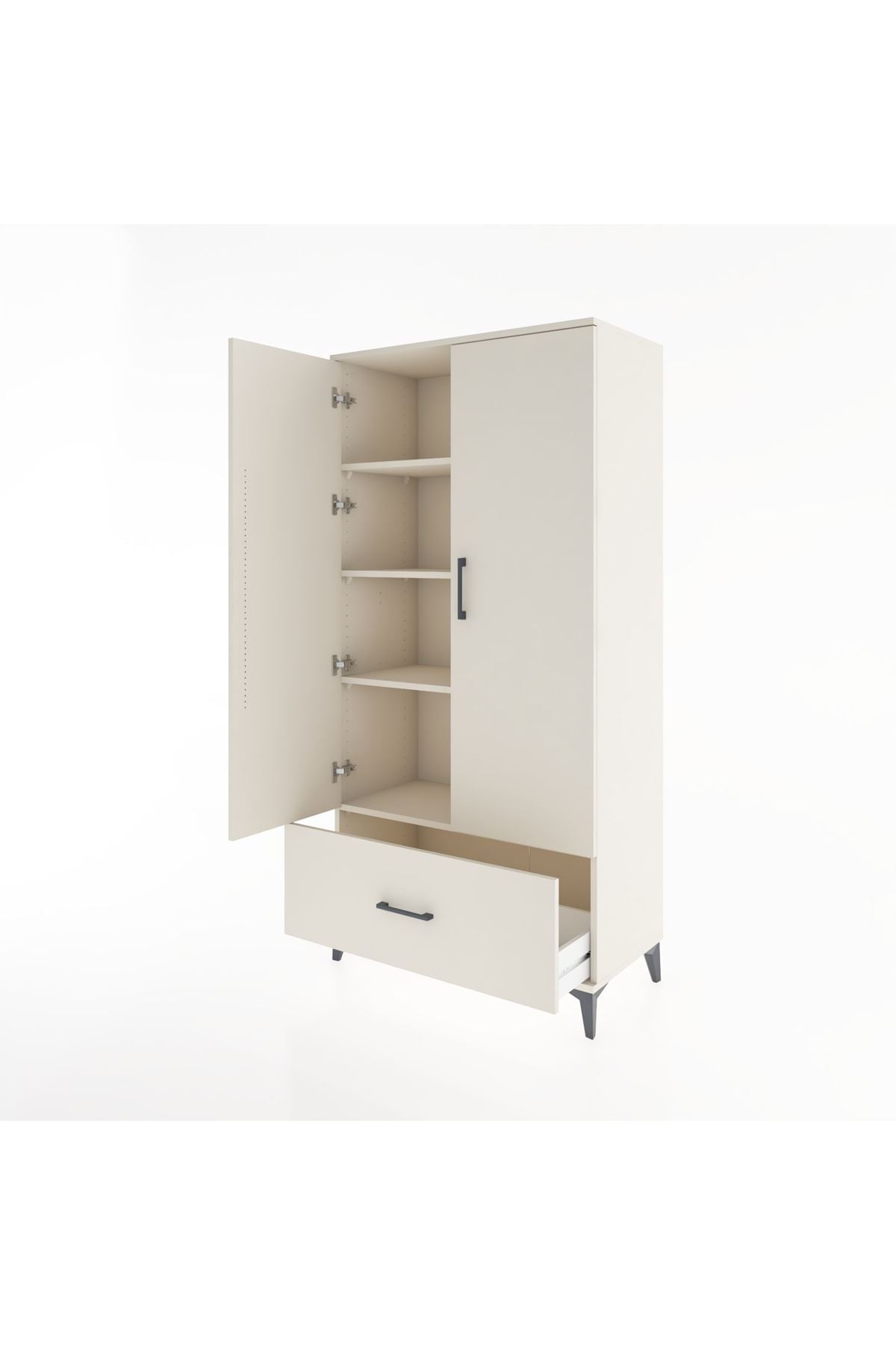 Hyperion Dolap 4 Raflı Tek Çekmeceli 2 Kapaklı 88x44x182 - S57M016V1B
