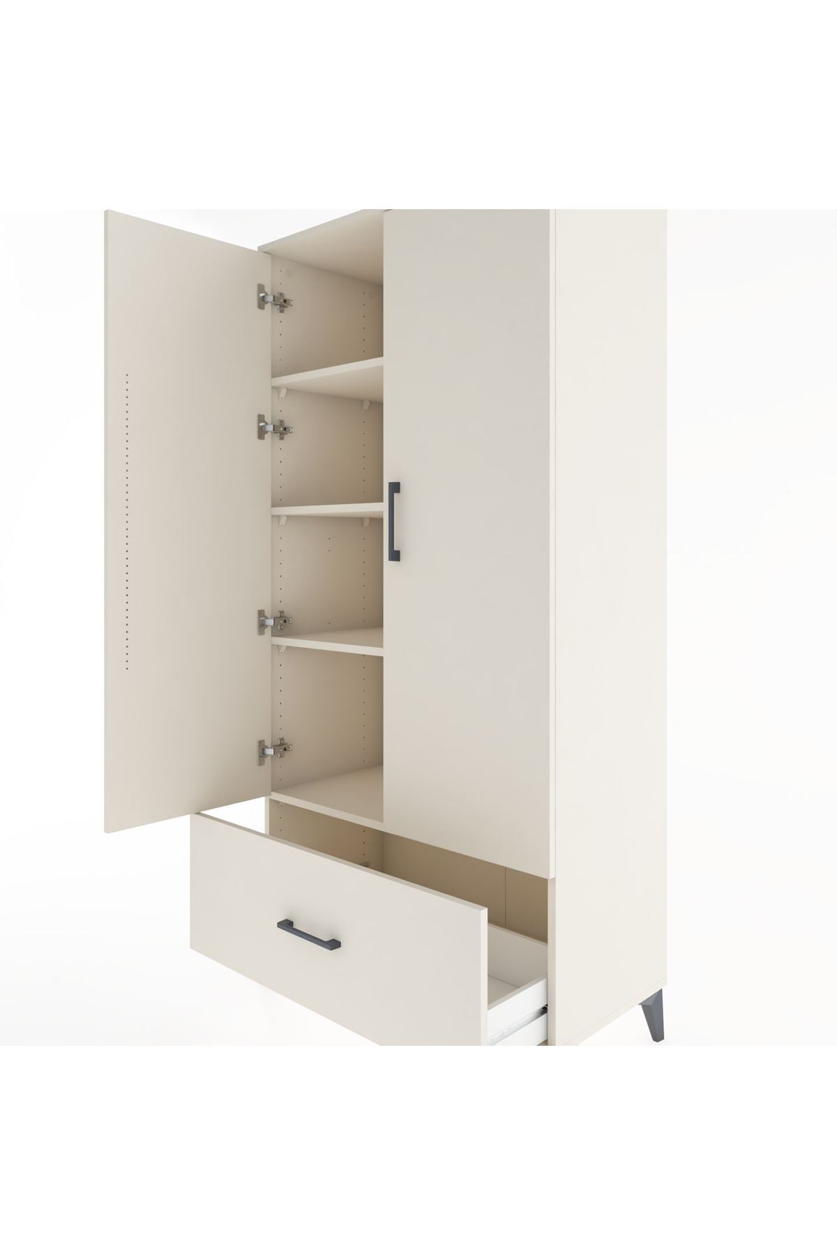 Hyperion Dolap 4 Raflı Tek Çekmeceli 2 Kapaklı 88x44x182 - S57M016V1B