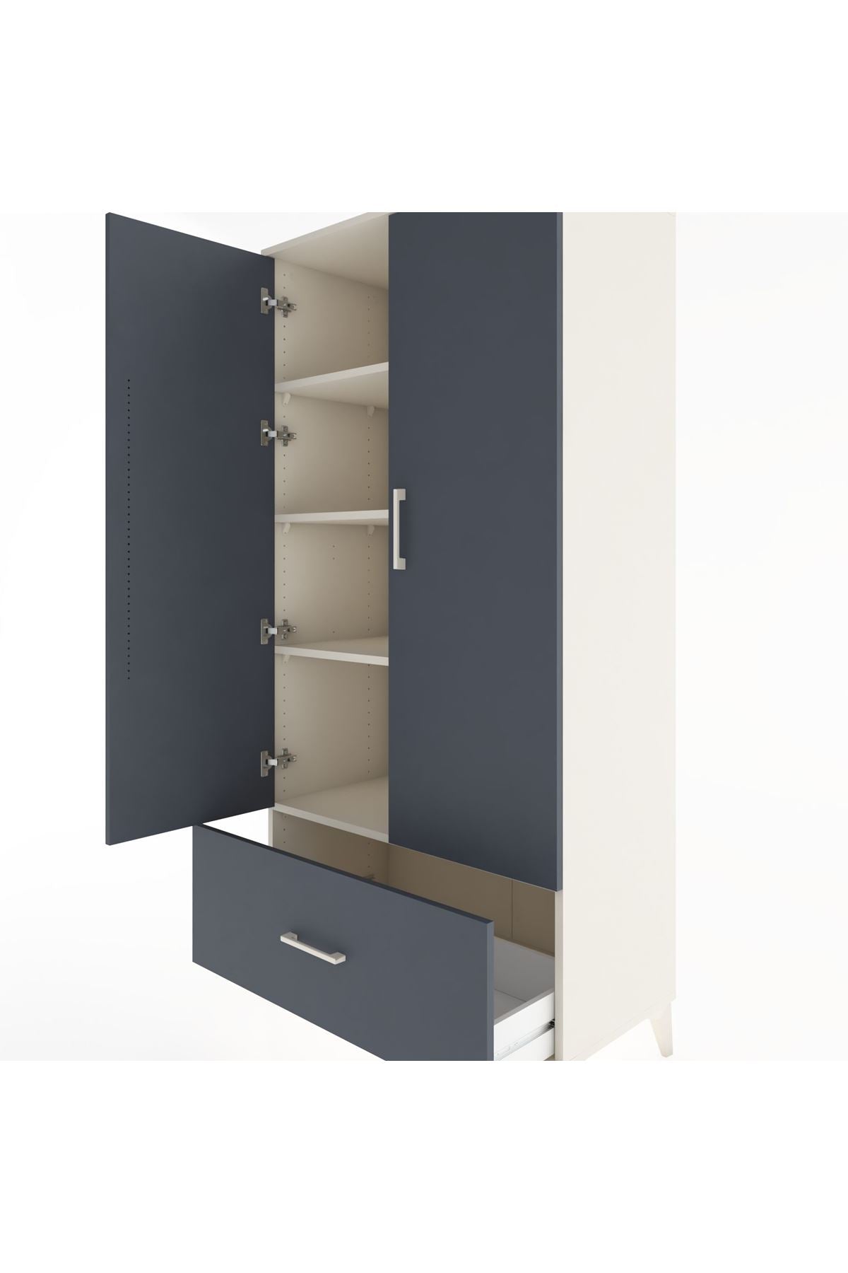 Hyperion Dolap 4 Raflı Tek Çekmeceli 2 Kapaklı 88x44x182 - S57M016V2B