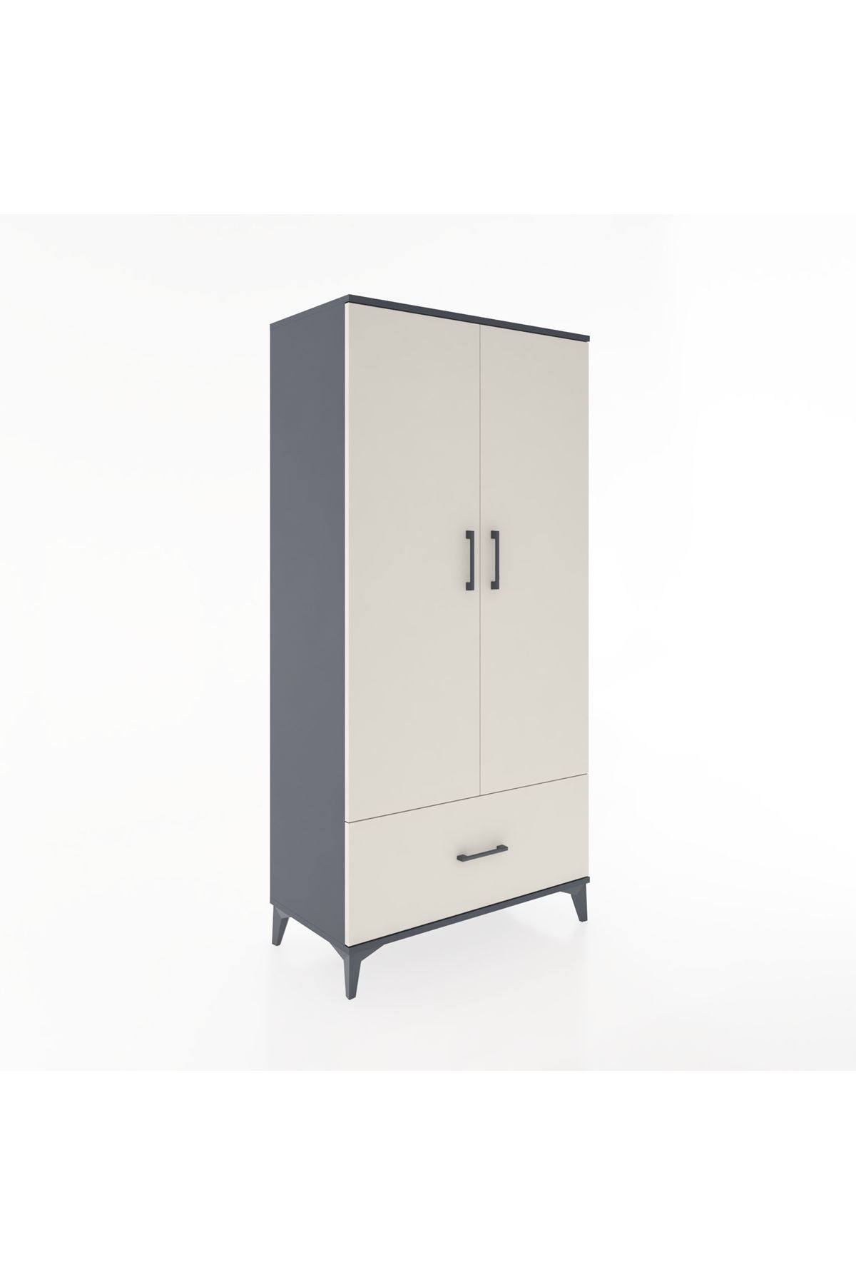 Hyperion Dolap 4 Raflı Tek Çekmeceli 2 Kapaklı 88x44x182 - S57M016V4B