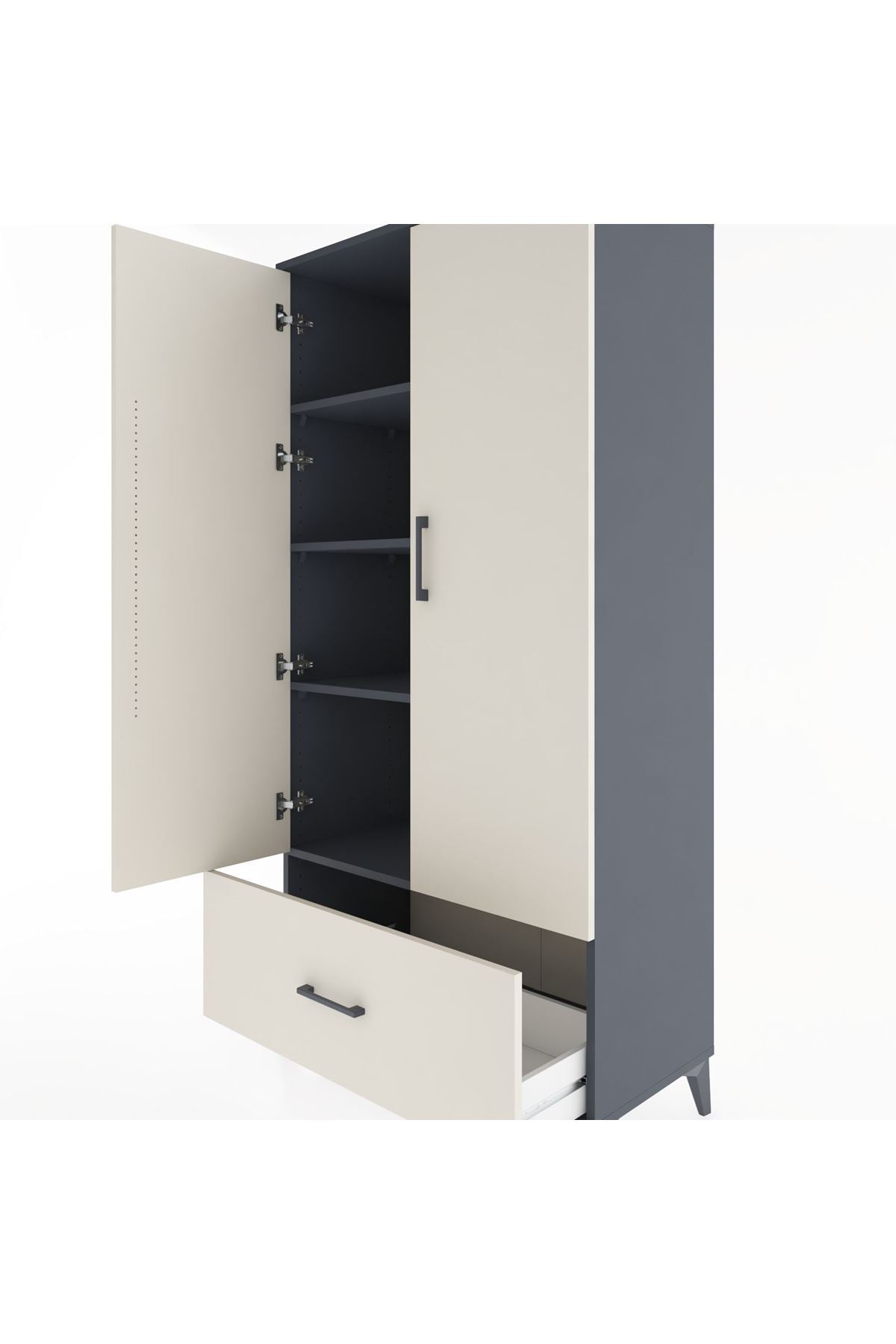 Hyperion Dolap 4 Raflı Tek Çekmeceli 2 Kapaklı 88x44x182 - S57M016V4B