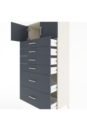 Hyperion Dolap Tek Raflı 6 Çekmeceli 2 Kapaklı 88x44x182 - S57M017V2B