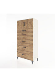 Hyperion Dolap Tek Raflı 6 Çekmeceli 2 Kapaklı 88x44x182 - S57M017V3B