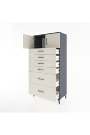 Hyperion Dolap Tek Raflı 6 Çekmeceli 2 Kapaklı 88x44x182 - S57M017V4B