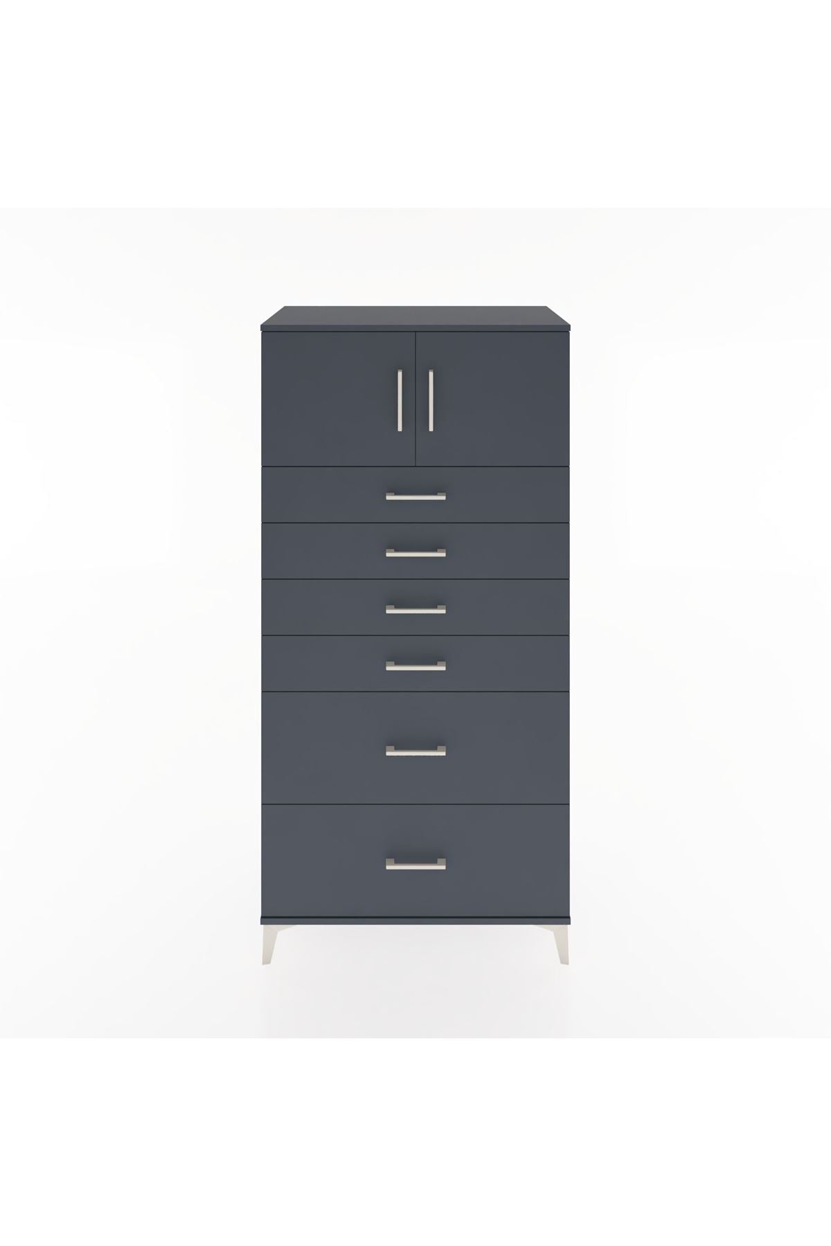 Hyperion Dolap Tek Raflı 6 Çekmeceli 2 Kapaklı 88x44x182 - S57M017V5B