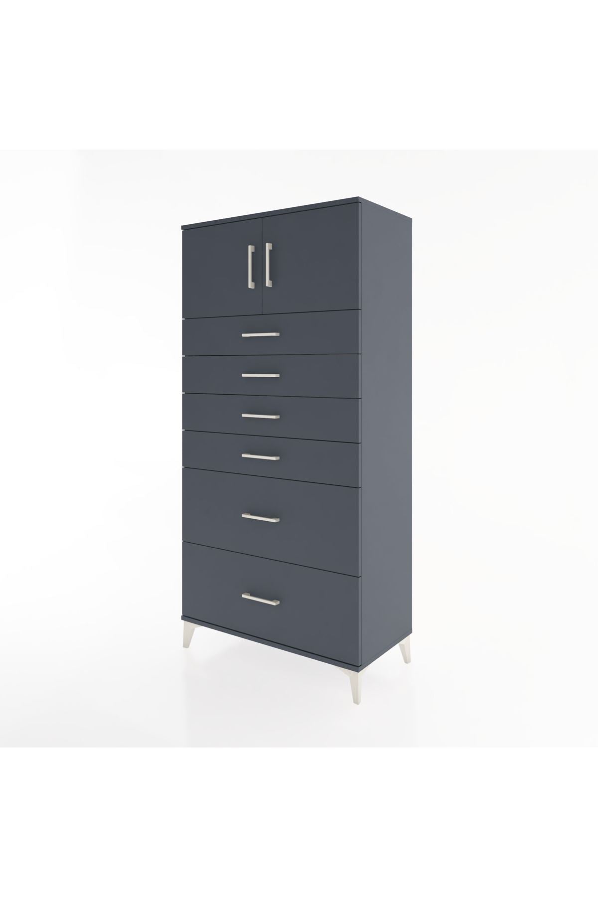 Hyperion Dolap Tek Raflı 6 Çekmeceli 2 Kapaklı 88x44x182 - S57M017V5B