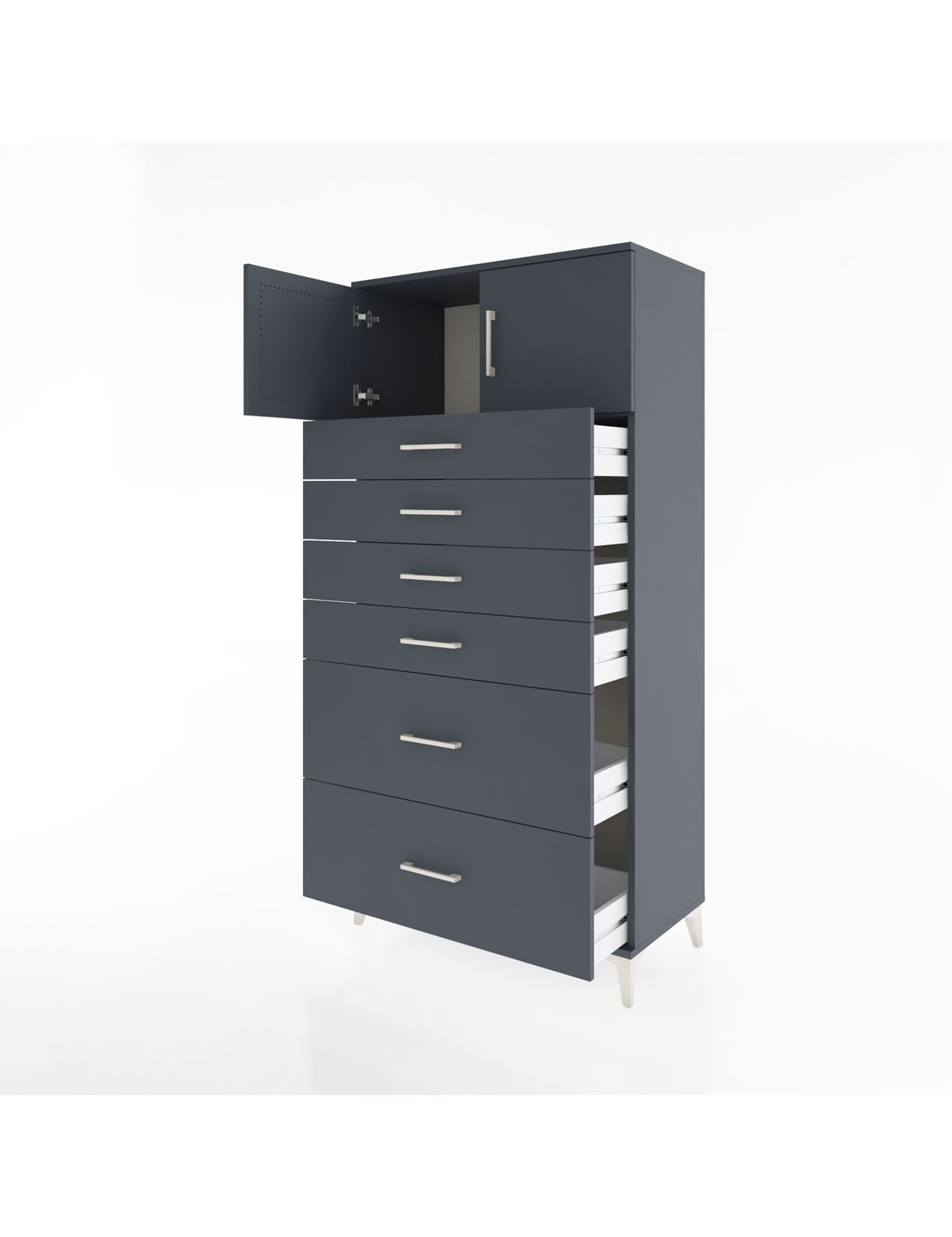 Hyperion Dolap Tek Raflı 6 Çekmeceli 2 Kapaklı 88x44x182 - S57M017V5B