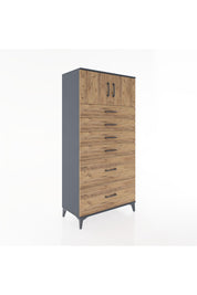 Hyperion Dolap Tek Raflı 6 Çekmeceli 2 Kapaklı 88x44x182 - S57M017V6B