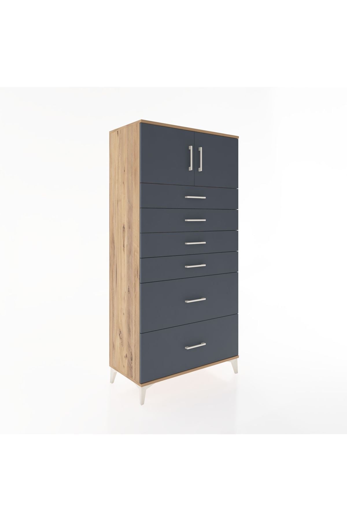 Hyperion Dolap Tek Raflı 6 Çekmeceli 2 Kapaklı 88x44x182 - S57M017V8B