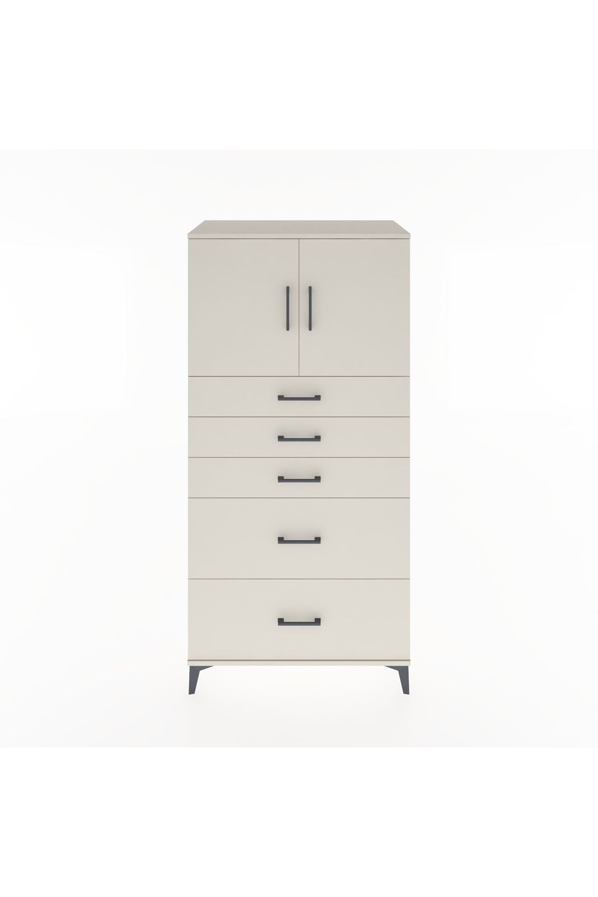Hyperion Dolap Tek Raflı 5 Çekmeceli 2 Kapaklı 88x44x182 - S57M018V1B