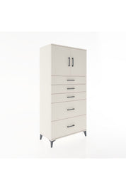 Hyperion Dolap Tek Raflı 5 Çekmeceli 2 Kapaklı 88x44x182 - S57M018V1B