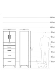 Hyperion Dolap Tek Raflı 5 Çekmeceli 2 Kapaklı 88x44x182 - S57M018V3B