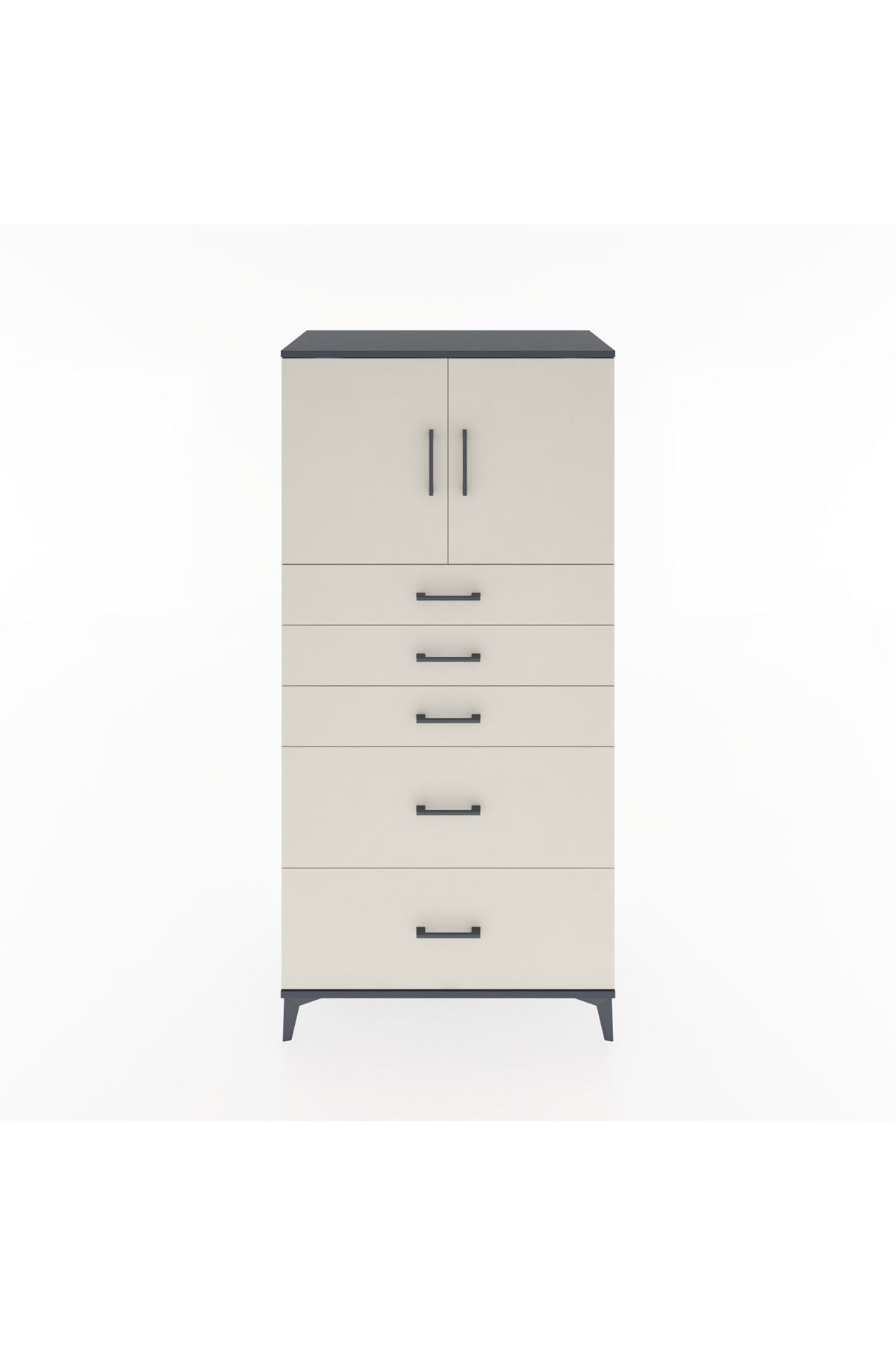 Hyperion Dolap Tek Raflı 5 Çekmeceli 2 Kapaklı 88x44x182 - S57M018V4B
