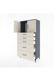Hyperion Dolap Tek Raflı 5 Çekmeceli 2 Kapaklı 88x44x182 - S57M018V4B