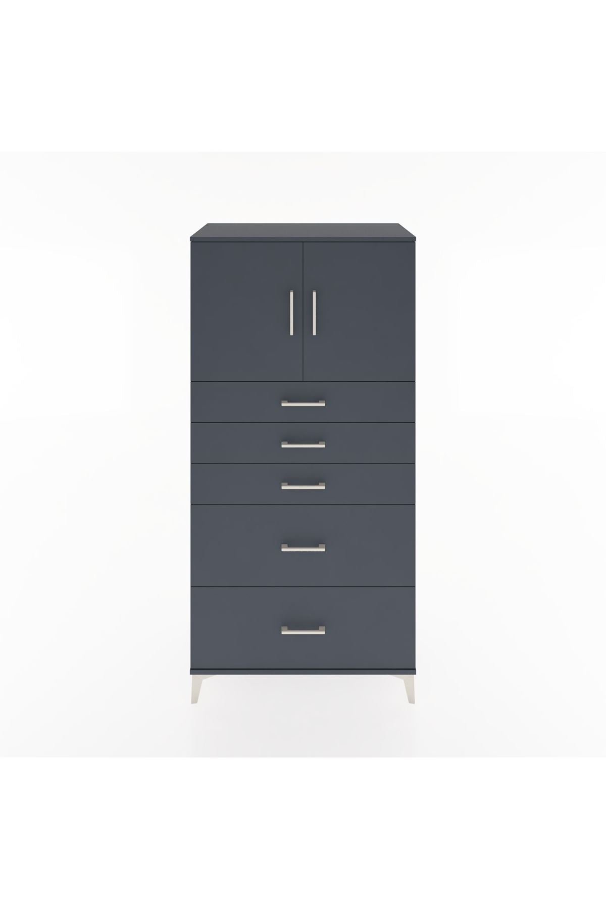 Hyperion Dolap Tek Raflı 5 Çekmeceli 2 Kapaklı 88x44x182 - S57M018V5B
