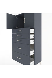 Hyperion Dolap Tek Raflı 5 Çekmeceli 2 Kapaklı 88x44x182 - S57M018V5B