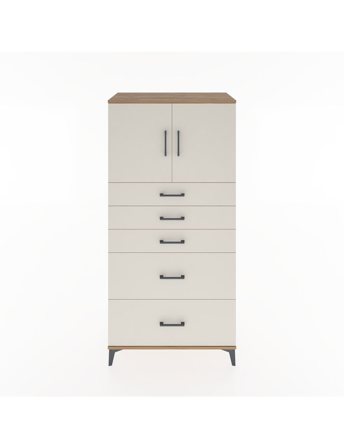 Hyperion Dolap Tek Raflı 5 Çekmeceli 2 Kapaklı 88x44x182 - S57M018V7B