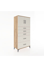 Hyperion Dolap Tek Raflı 5 Çekmeceli 2 Kapaklı 88x44x182 - S57M018V7B