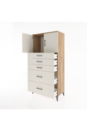 Hyperion Dolap Tek Raflı 5 Çekmeceli 2 Kapaklı 88x44x182 - S57M018V7B