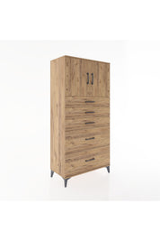 Hyperion Dolap Tek Raflı 5 Çekmeceli 2 Kapaklı 88x44x182 - S57M018V9B