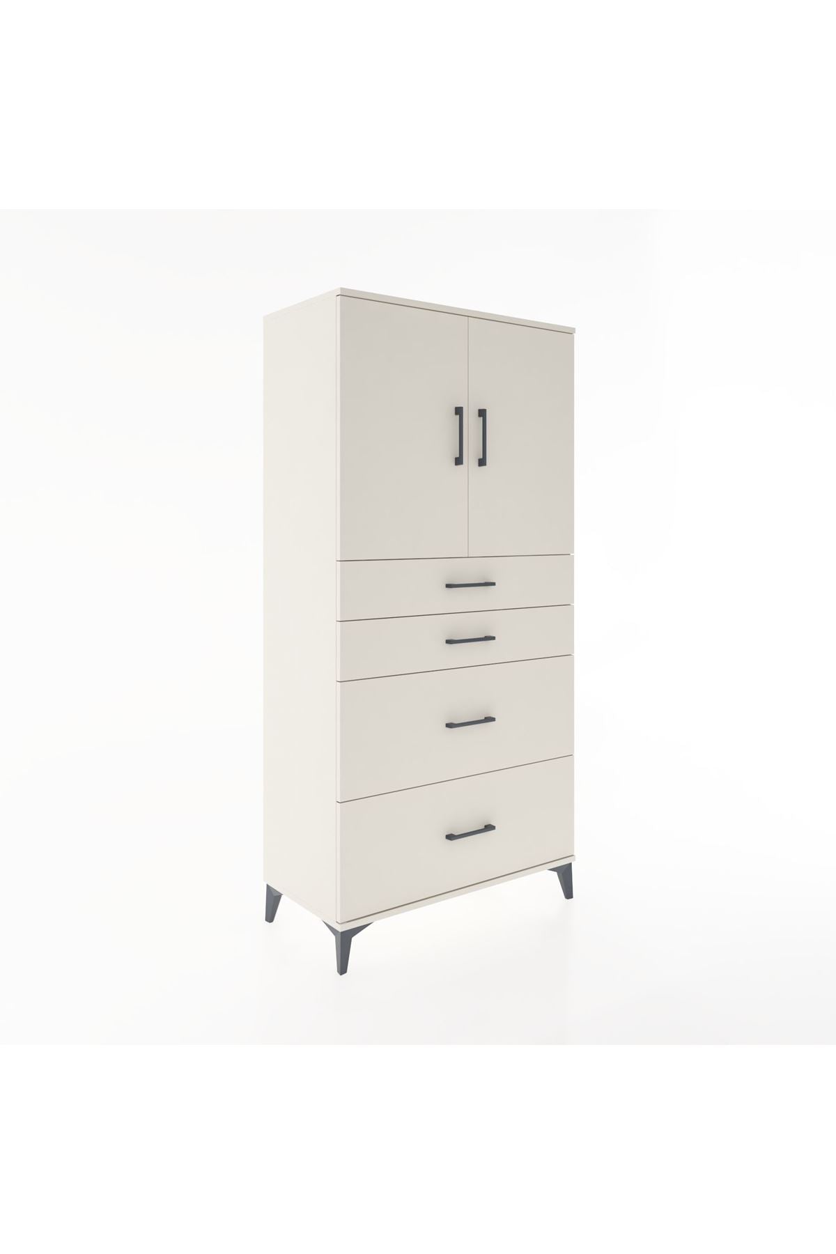 Hyperion Dolap Tek Raflı 4 Çekmeceli 2 Kapaklı 88x44x182 - S57M019V1B