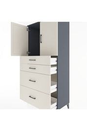 Hyperion Dolap Tek Raflı 4 Çekmeceli 2 Kapaklı 88x44x182 - S57M019V4B